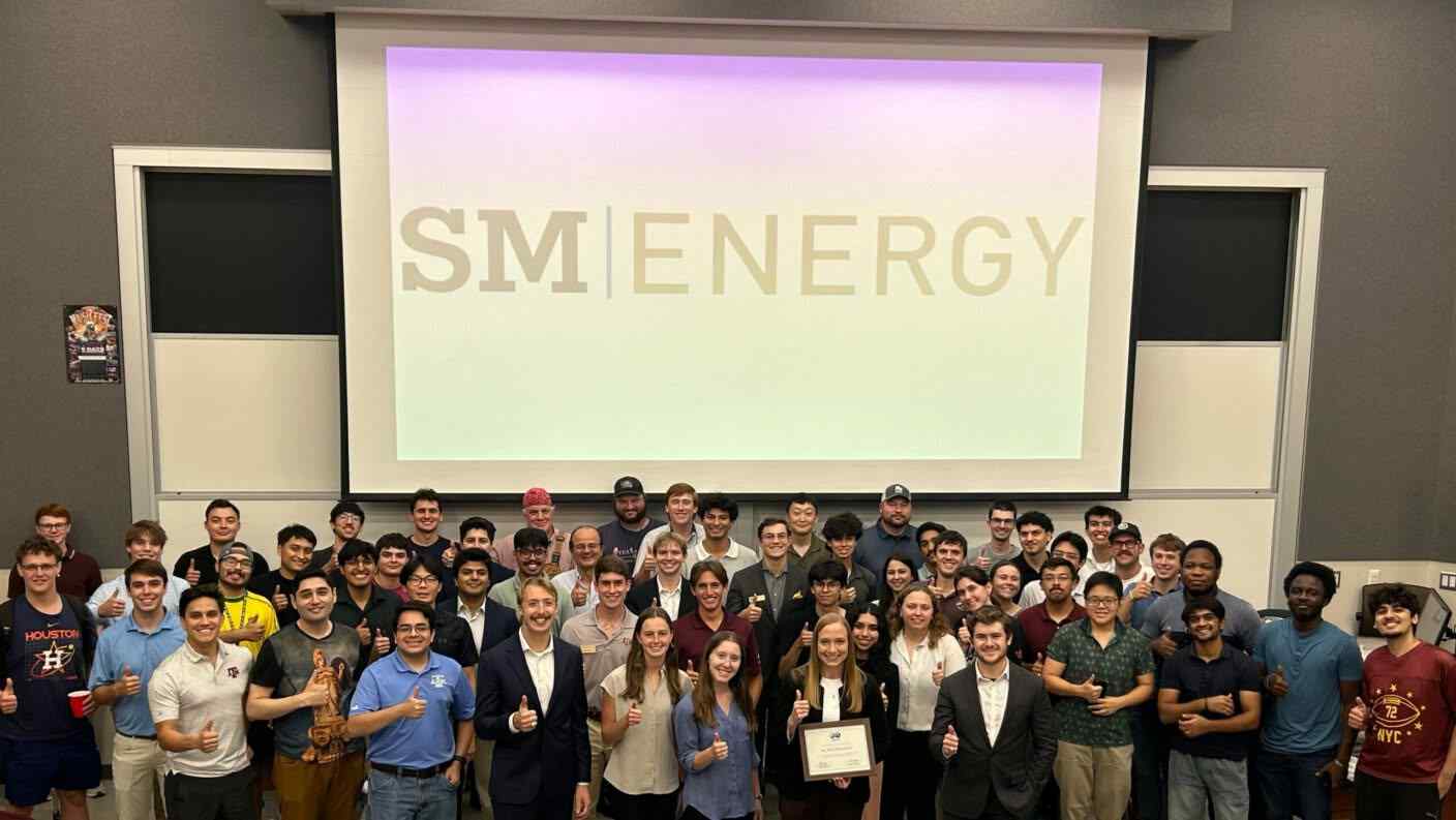 Congratulating the TAMU-SPE student chapter
