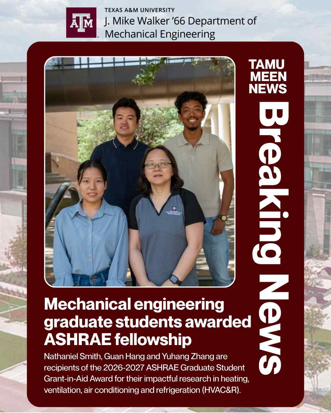ASHRAE Graduate Student Grant-in-Aid Award!
