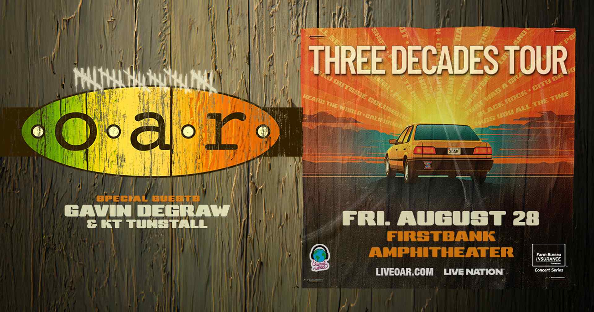O.A.R. - Three Decades Tour with special guests Gavin DeGraw and KT Tunstall