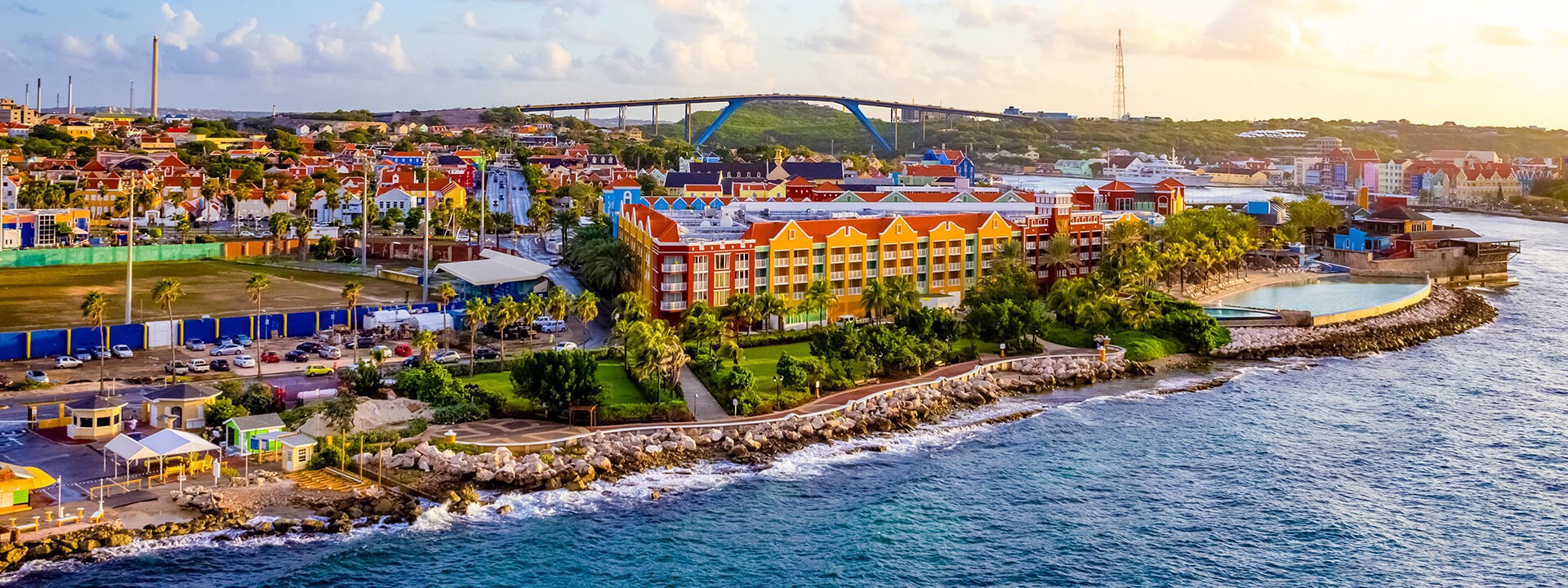 Beautiful Curacao coast with vibrant buildings Beautiful Curacao coast with vibrant buildings