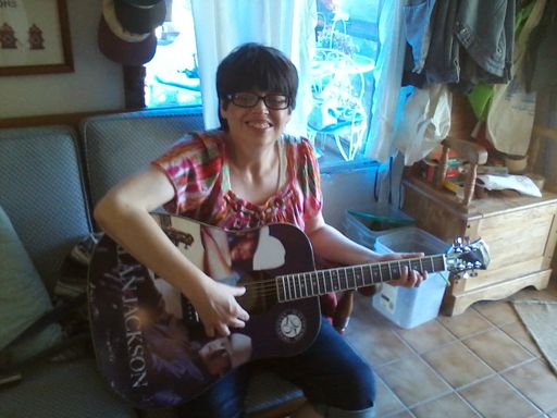 Number 1 fan with new AJ guitar 