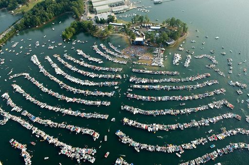 Aerial View Boats Line Up 