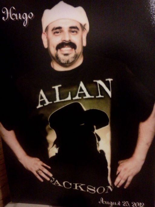 Hugo showing off his new t-shirt he bought at salina ks show 