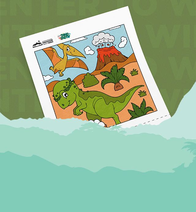 Color this prehistoric scene for a chance to win a fun prize!