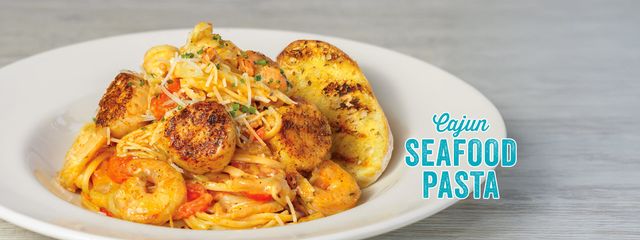 Cajun Seafood Pasta with tender shrimp and scallops