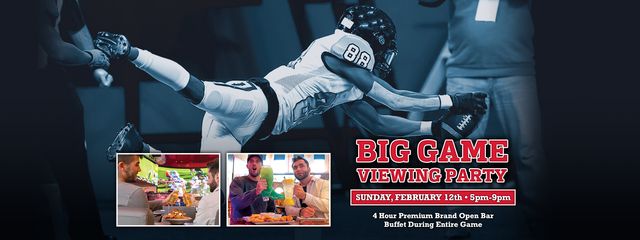 Big Game Viewing Party Sunday Feb 12th 5pm-9pm - 4 hour premium open bar plus buffet during game