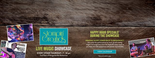 Stompin' Ground Epic Showcase Every Other Thursday 7:00 - 10:00 PM, 2Nd Floor Margaritaville - LandShark Bar and Grill