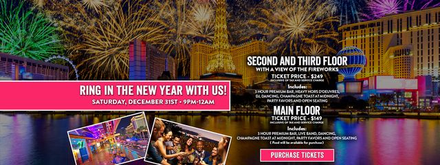 Ring in the New Year With Us, Two Ticket Options available, Watch The Fireworks on New Years Eve