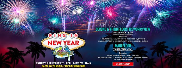 Purchase tickets to ring in the New Year Sunday December 31st. Open bar 9pm to 12am