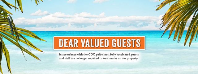 In accordance with CDC Guidelines - fully vaccinated guests and staff are no longer required to wear masks on our property