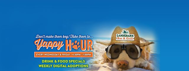 Yappy hour every Wednesday and Friday from 4:30pm to 7pm. Drink and food specials