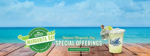 Join us for National Margarita Day on Saturday February 22nd. $7 Traditional Margarita, $7 chips & salsa, $9 chips & queso. Elevate your Margarita with a Patron Side Car. Click to view locations. Opens in a new window.