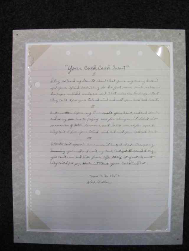 Hank Williams' Handwritten Manuscript of "Your Cold, Cold Heart" Hank Williams' Handwritten Manuscript of "Your Cold, Cold Heart"