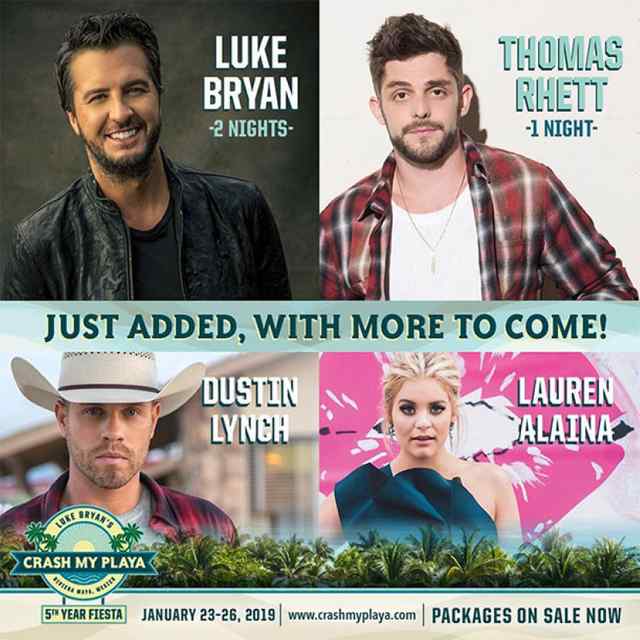 Luke Bryan's Crash My Playa - 5th Year Fiesta Adds First Wave of Performers 