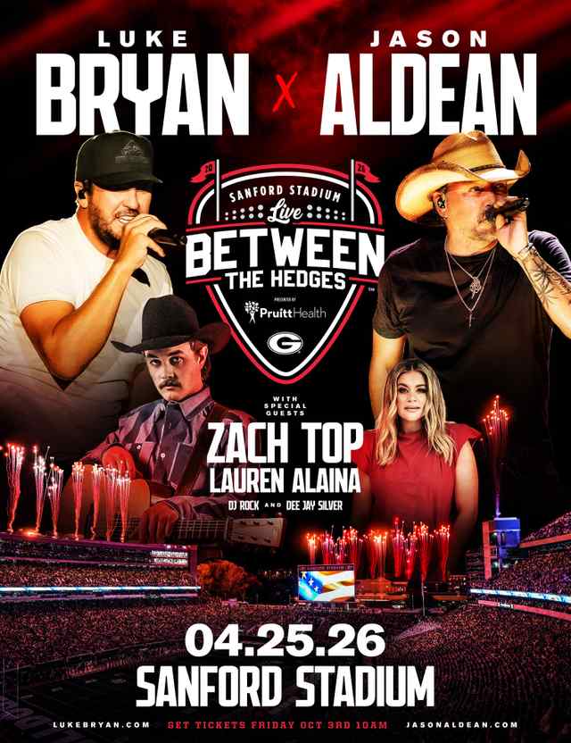 Luke Bryan & Jason Aldean To Headline Sanford Stadium at the University of Georgia On April 25, 2026