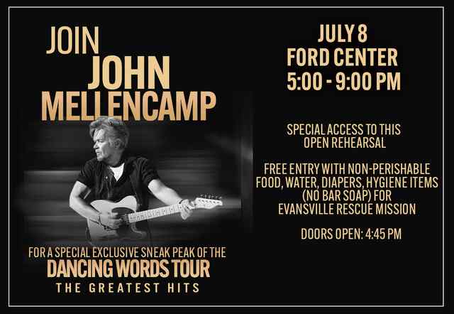 John Mellencamp To Hold Free Open Rehearsal At Ford Center