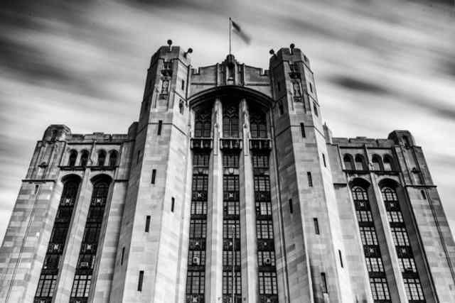 THIS EXTERIOR - FROM THE 1930s - best represents a portion of the exterior front of the temple. 