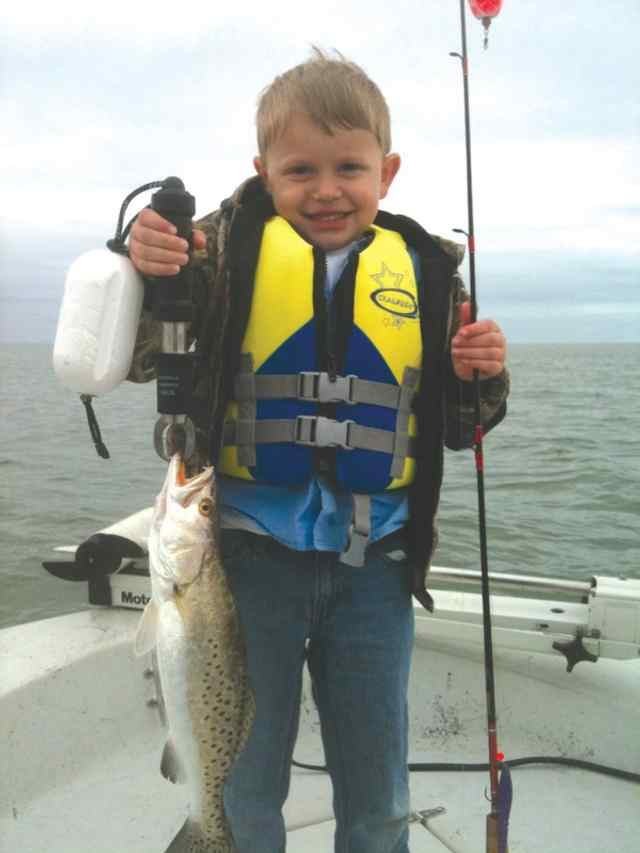 Hunter Grant Matagorda16.5&quot; first keeper trout!