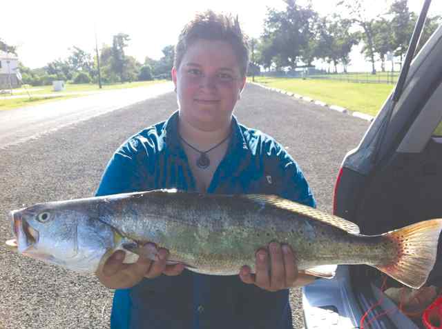 Paige Thomsen Trinity Baypersonal best trout!