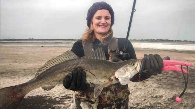 Annie Quysner 27&quot; 7 lb 8 oz first keeper trout on artificials