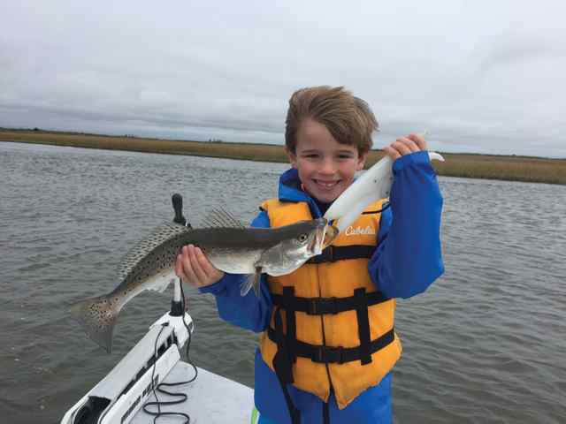Conner Mayeu West Bay - trout, caught on a spinning reel rigged with a chicken on a chain cocahoe minnow
