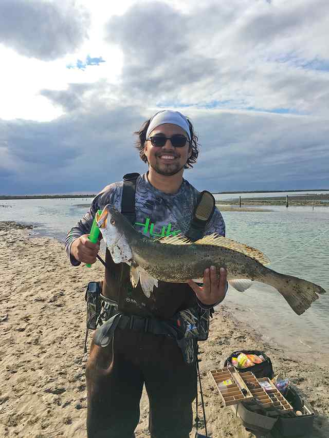 Noe Gonzalez III Brownsville ship channel - 29" speckled trout, caught using down south lures