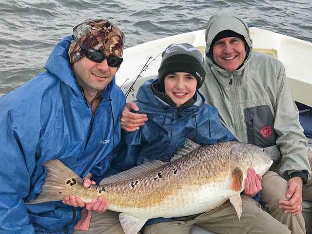 3 generations of Patrick Layhee Galveston Bay jetty fishing - bull red