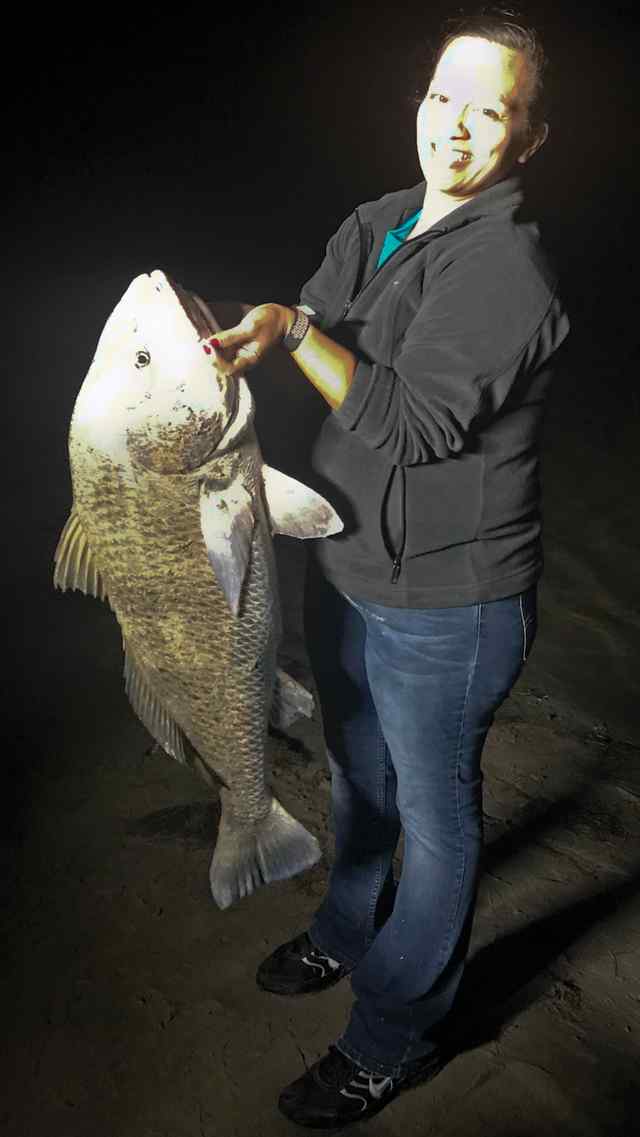 Maria Rodriguez Port Mansfield Land Cut - 36" personal best black drum! CPR