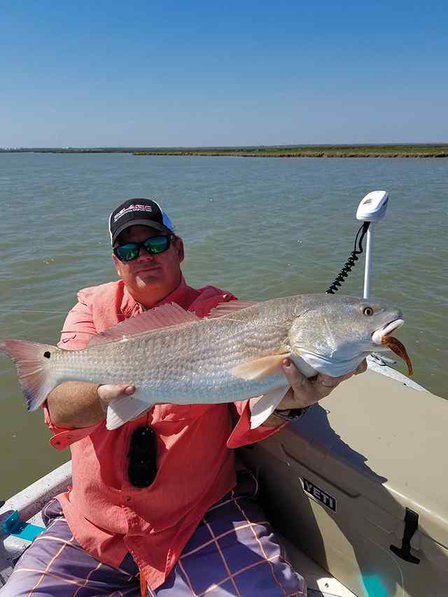 Terry Oberlender Nueces Bay - 27.5" red, caught on a 6" Gambler lure