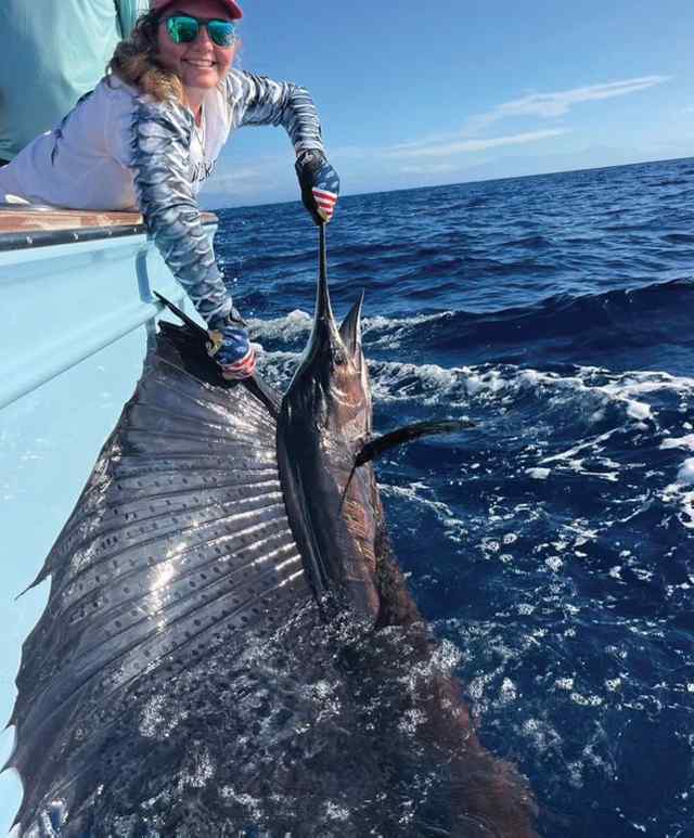 Hannah Raleigh Los Suenos Costa Rica - sailfish, caught on the Maverick Fishing Super Fly