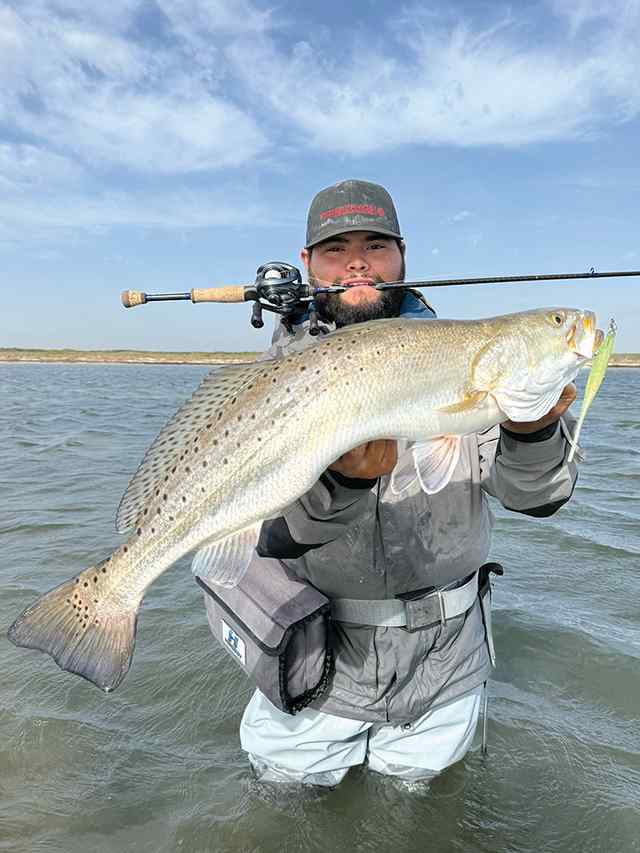 Nicholas Vela Laguna Madre - 8 lb trout CPR, caught on a coastal brew bait, Laguna limeade