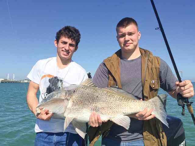 Nolan Denham & Cole Van Delden Port Aransas, Intercoastal WaterwayCole's first black drum! CPR