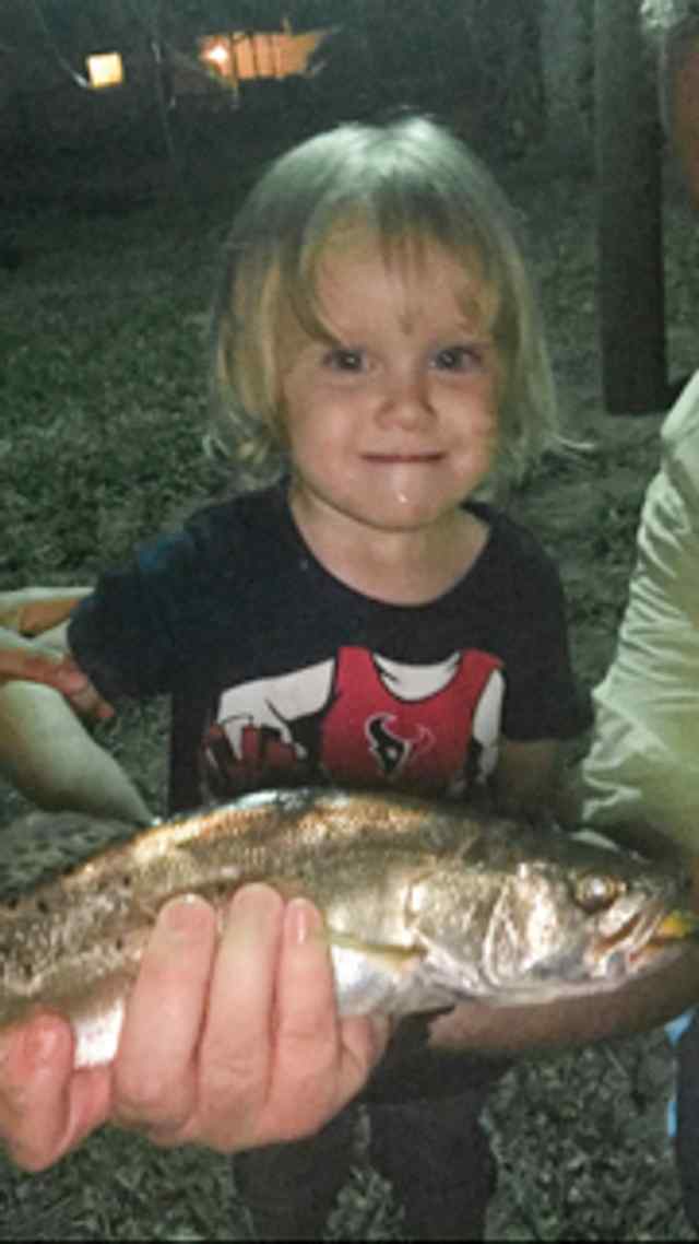 Avery Peterson Matagorda - 15.5" first trout! Caught on live shrimp under the lights on the ICW