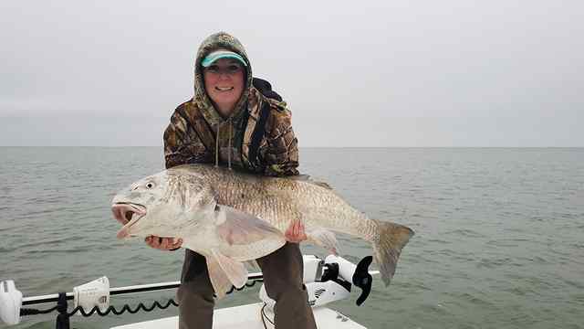 Kristan Dugi POC - 45" personal best black drum! 35" girth - reel used was a Penn Slammer with 65 pound braid on an Ugly Stik Tiger Elite 7'