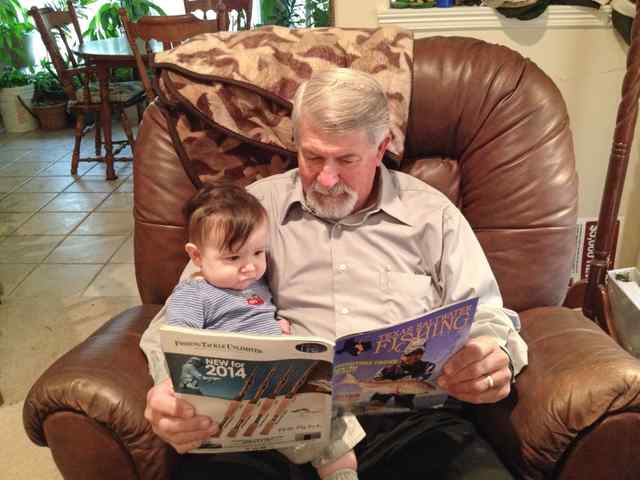 Luke Huddleston with grandfather starting the education process!