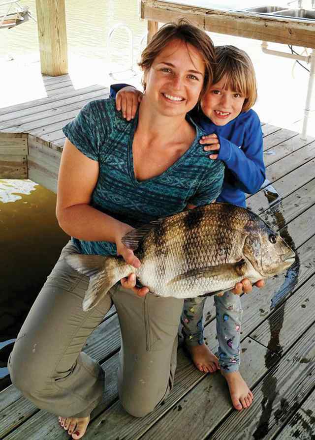 Lisa & Hannah Majzlik West Galveston Bay, San Luis Pass24&quot; Lisa's personal best sheepshead!
