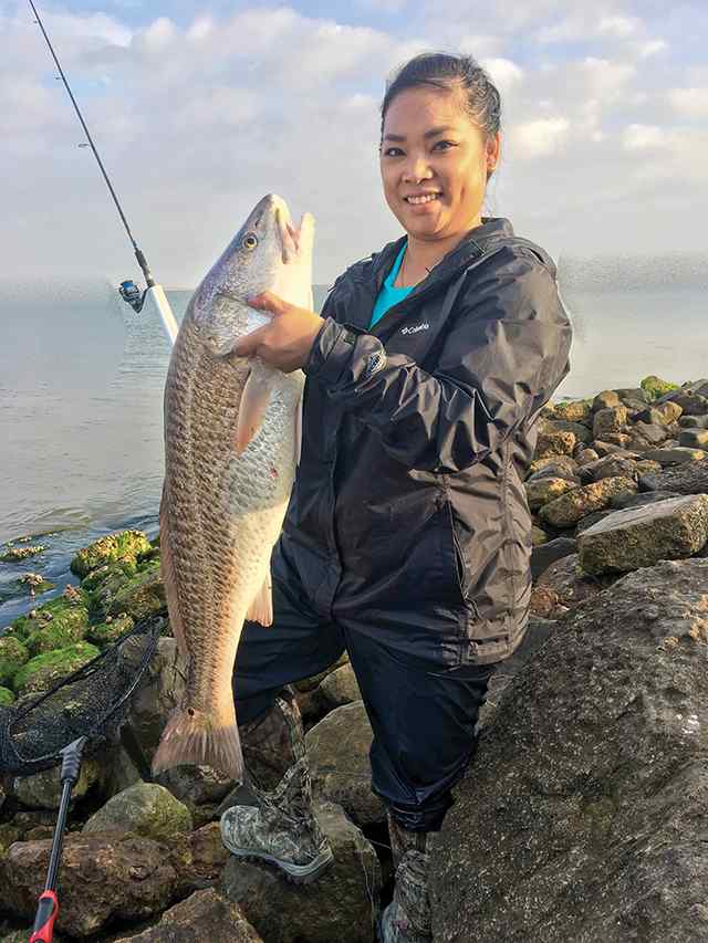 Danielle Khampannha Galveston - 35" bull red, caught on light tackle