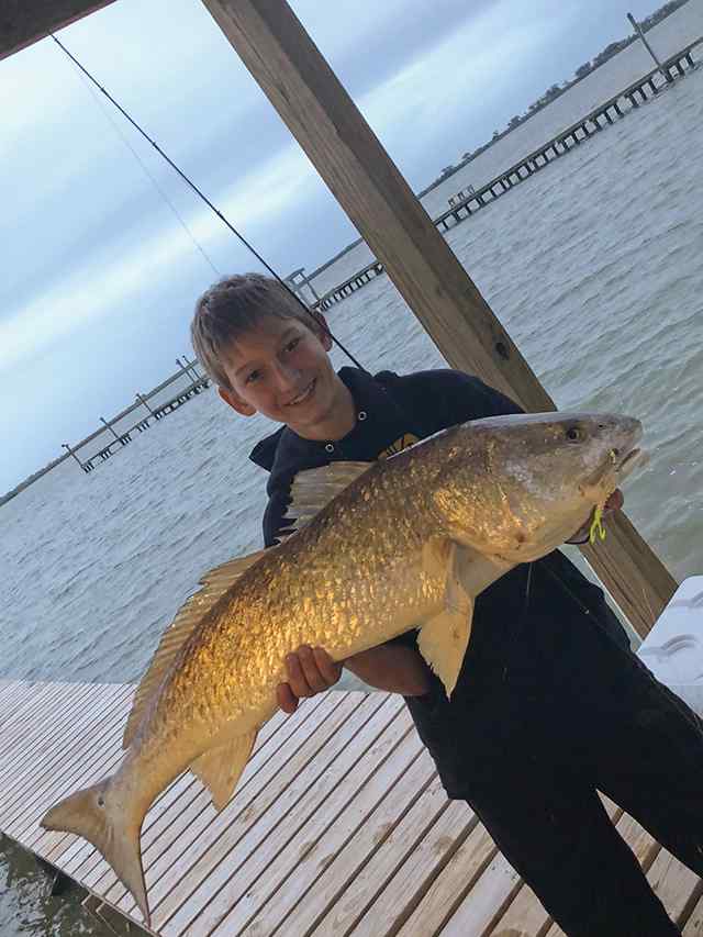 Myles Svatek Carancahua Bay - first bull red!