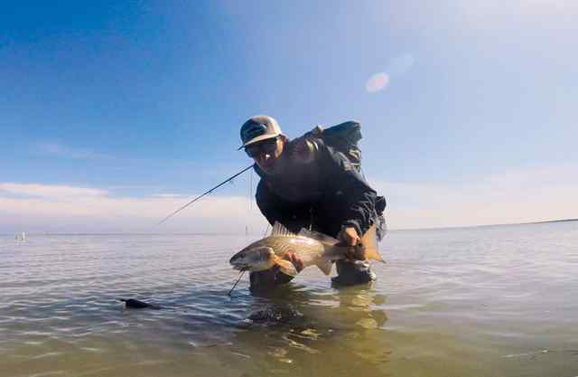 Marc Jeremi Menezes Port Isabel - redfish, caught on a homemade shrimp-pattern fly