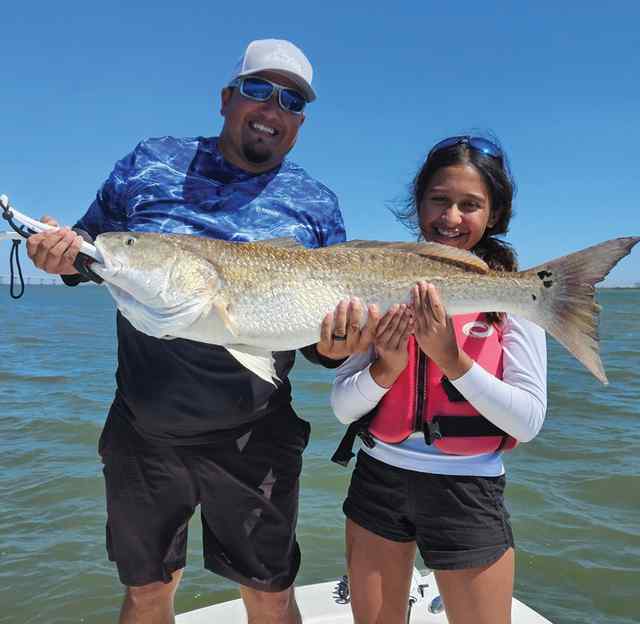 Richard & Camilla Gonzales Sabine Pass, Port Arthur - 41" bull red, caught on live shrimp