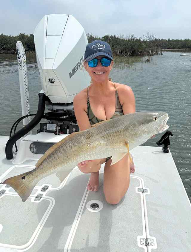 Heather Rowe Corpus Christi Bay - 35" redfish, caught on cut mullet