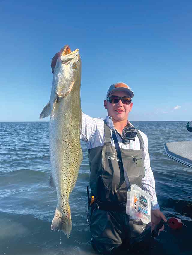 Sean Dylan Port Mansfield - 30" 8 lb first trout! Caught on the Pollo Loco Mansfield Knocker