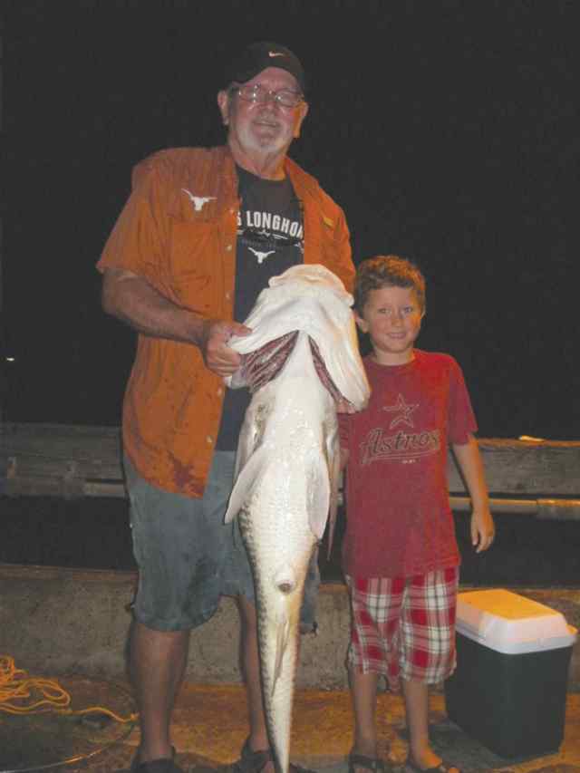Luke & Grandfather Copano Bay Pier49&quot; black drum