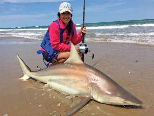 Kim Garman PINS - blacktip CPR - This blacktip made two big thrashing blowups on the surface after picking up a bait in the 2nd gut.