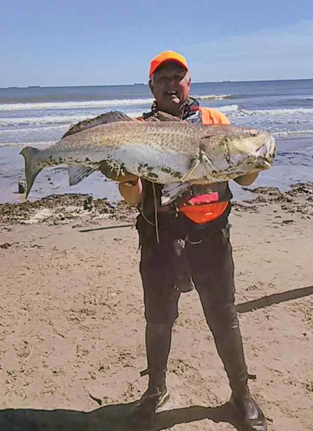 James Gautreaux Upper Galveston surf - 47" personal best redfish! CPR