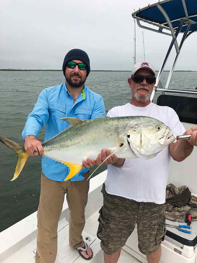 Mike Grant & Russell McHargue Redfish Bay - jack crevalle, caught on popping cork & live shrimp