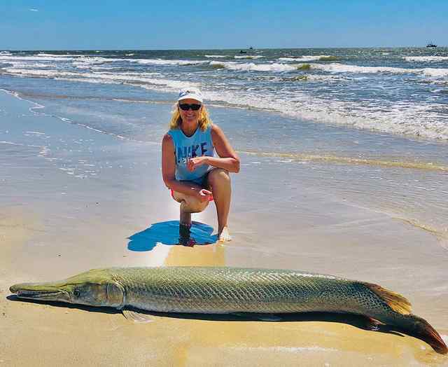 Doreen Van Dyke Crystal Beach, near barrel 39 - 88" personal best alligator gar!