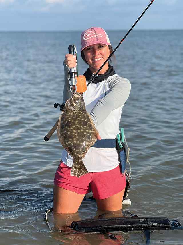 Meagan Young East Bay - 3 lb flounder, caught on Waterloo Hp Lite