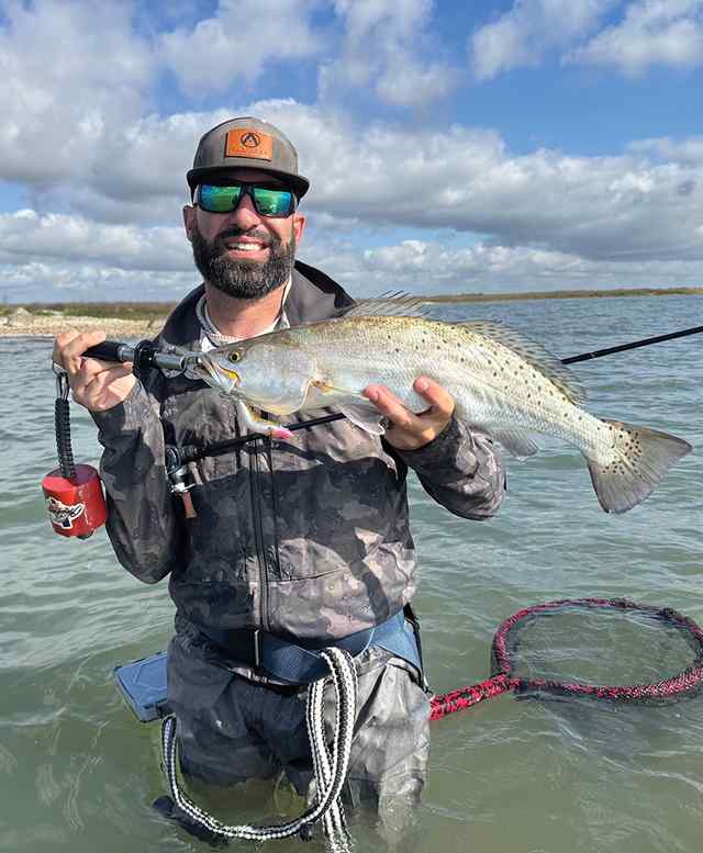 Roye Strawn Bastrop Bay - 26.5" 5.5 lb trout, caught on Coastal Marsh Honey Pot Softdine XL