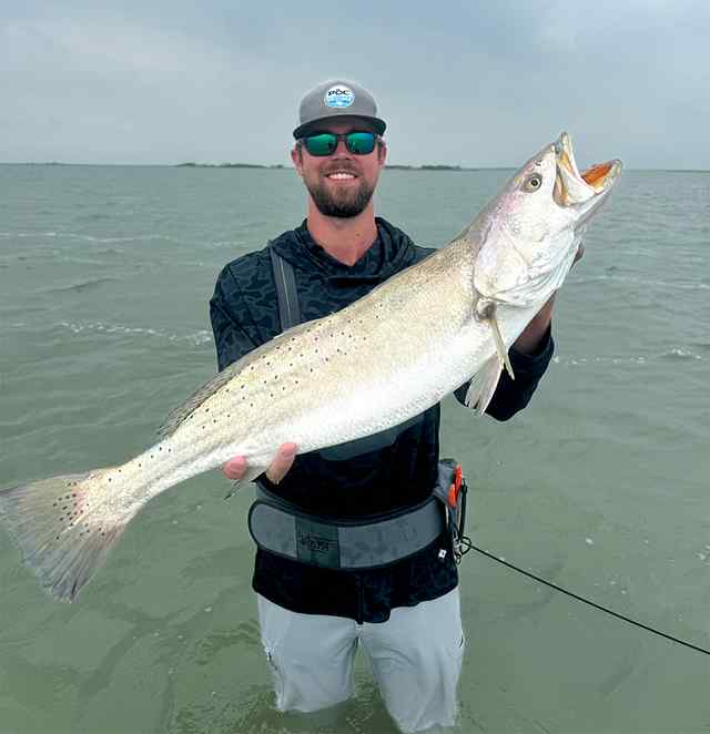 Corey Sumbera Port Mansfield - 30+" 8.55 lb personal best trout! Caught on Strawberry Wine Down South Lures